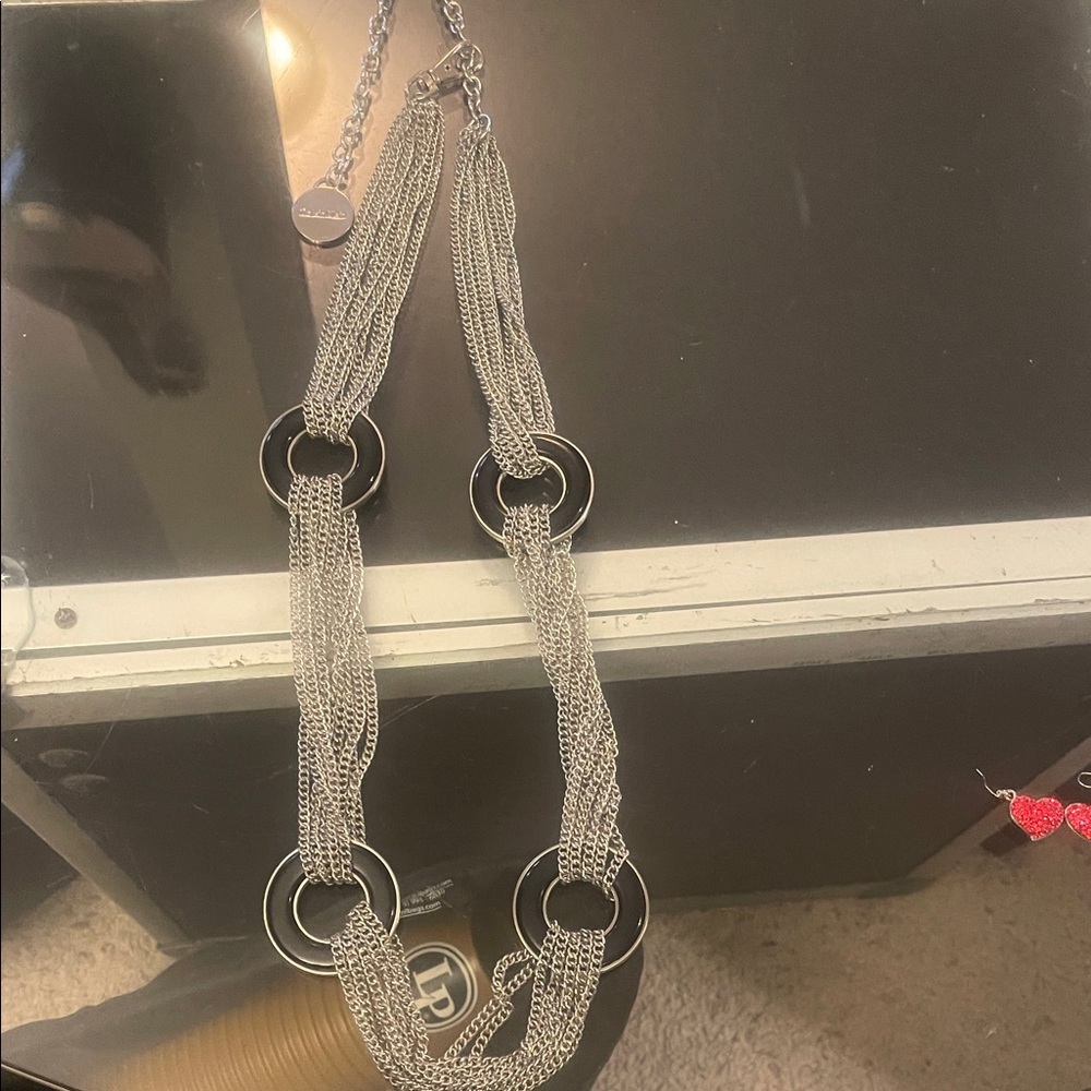 Calvin Klein Collection Silver and Black Multi-Strand Necklace